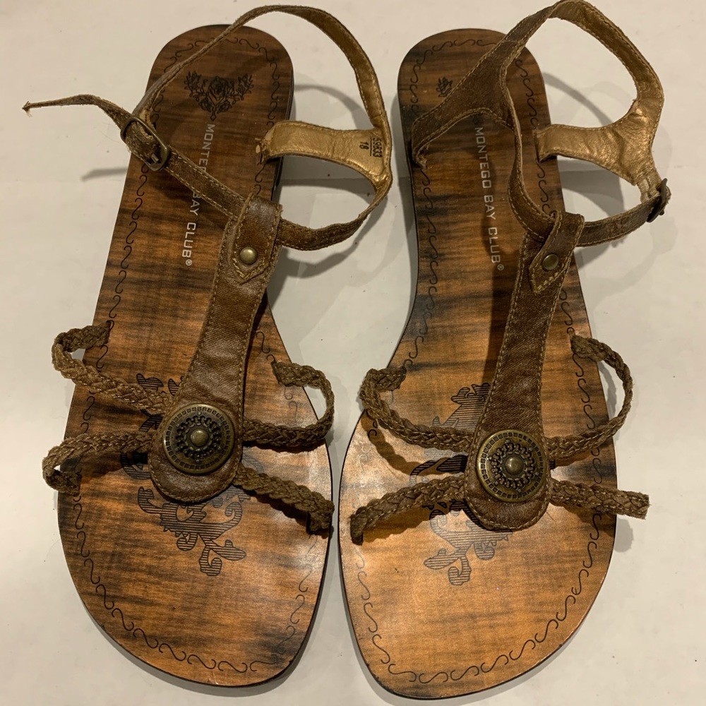 MONTEGO BAY CLUB, Leather Sandals,Sz 7.5, Bronze
